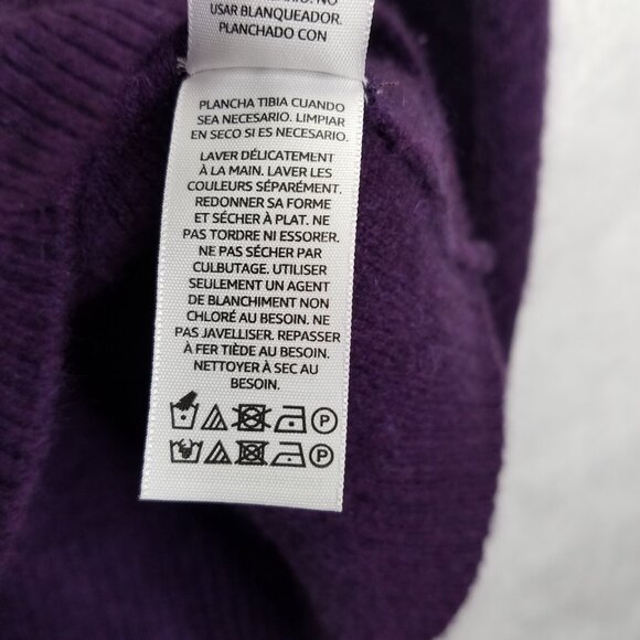 Lark & Ro Cashmere Sweater Womens M Crew Neck Diamond Cable Knit Purple Pullover - Picture 11 of 14
